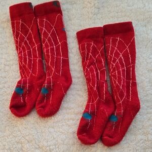 Lorpen Kids Red Spiderweb Knee-High Ski Socks Size Medium